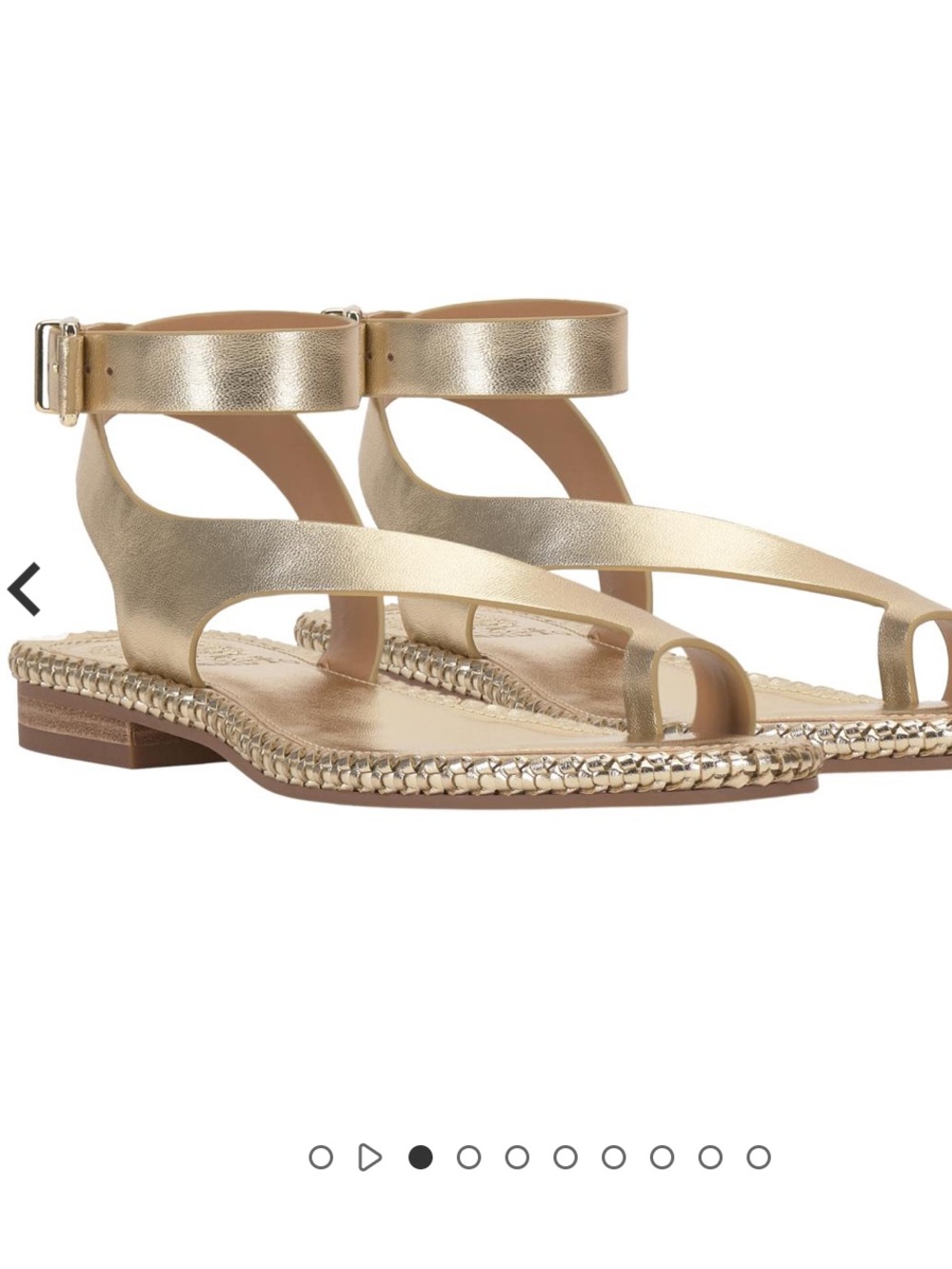 Gold Metallic Toe-Loop Ankle Strap Sandal